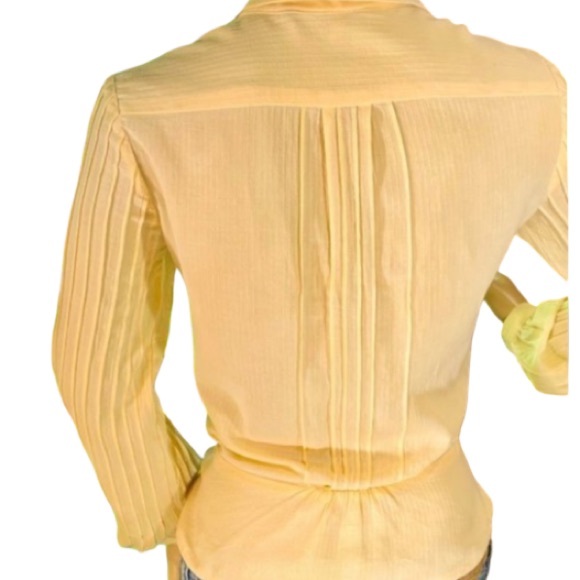 Marc Jacobs Yellow Pin Tucked Embroidered Collard Peplum Blouse - Picture 2 of 6